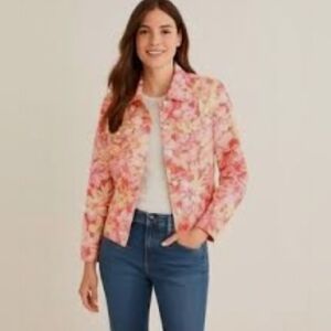 TALBOTS | Pink Floral Lightweight Jacket | Petite Small | NWT
